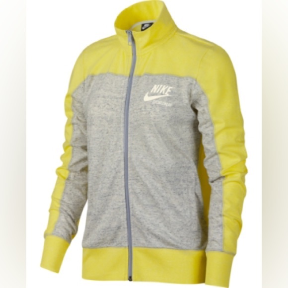 Nike Vintage Full Zip Yellow & Grey Color Block Sweatshirt Jacket Medium - Picture 1 of 5